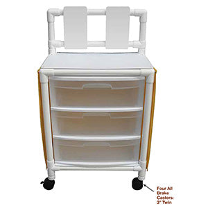 MJM International Rehab Series  Universal Isolation Cart With 3 Slide Out Drawers,
