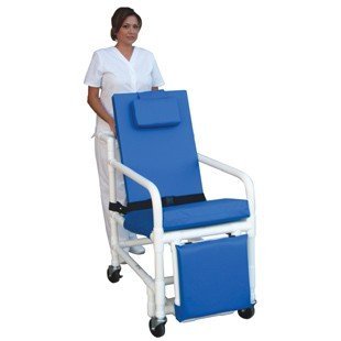 MJM International Standard 3-position recline Geri-CHAIR (18" internal width) chair will fit most average height residents, elevated legrest / footrest & dual drop arm, 300 lbs wt cap