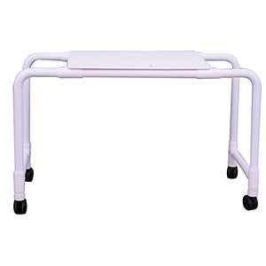 MJM International Overbed table (fixed height) w/3" twin casters, straight top 