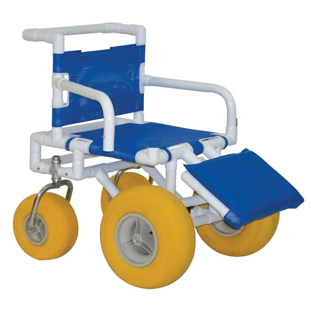 MJM International All terrain chair, 20" internal width, safety belt, elevated leg rest, 250 lbs weight capacity 