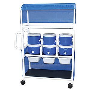 MJM International 800 Series Hydration / Ice Cart with 48 Quart Ice Chest, 5 Gallon Water Cooler, and Skirt Cover Panels 