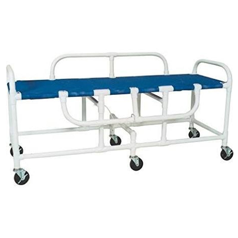 MJM International MRI Bariatric Sling gurney without elevating headrest, (6) 5" x 1 1/4" heavy duty casters, 600 lbs wt cap