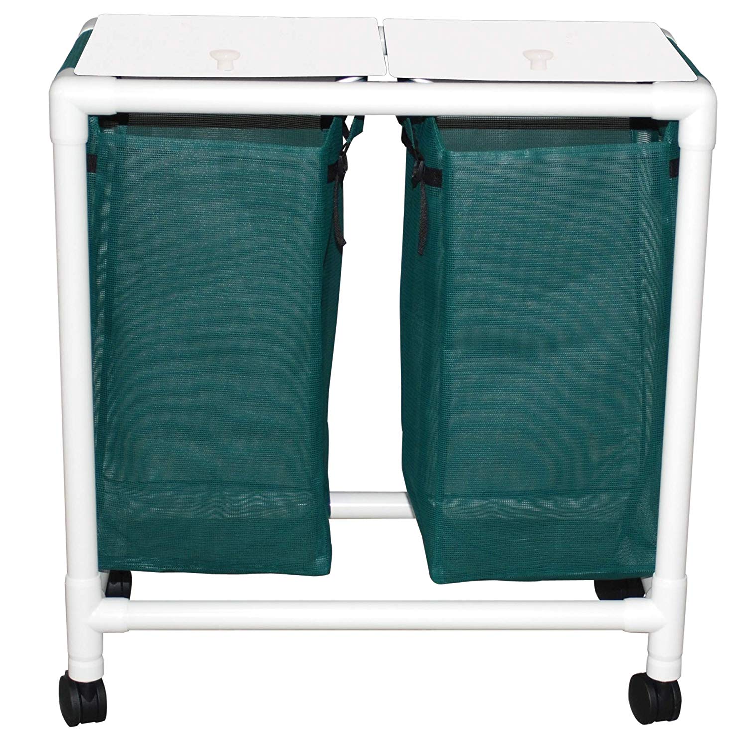 MJM International Echo Double hamper w/mesh bag (14.46 gal cap per bag) 2" twin casters, enclosed mesh bag