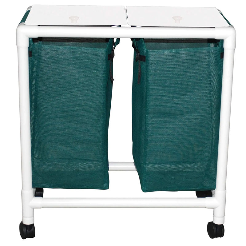 MJM International Echo Double hamper w/mesh bag (14.46 gal cap per bag) 2" twin casters, enclosed mesh bag 