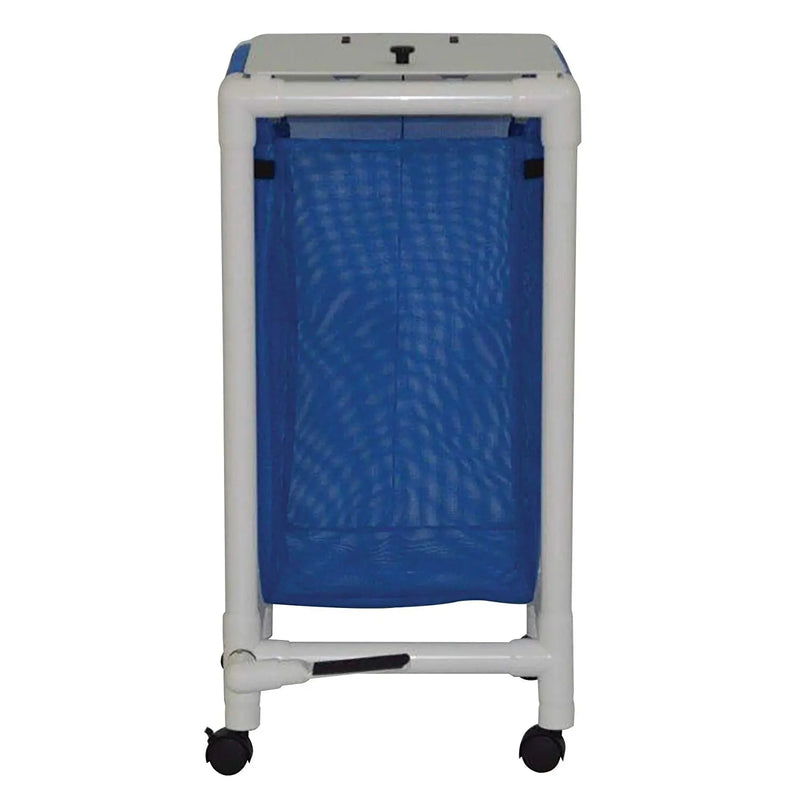 MJM International Echo Single hamper w/mesh bag (14.46 gal cap) with foot pedal 2" twin casters, enclosed mesh bag 
