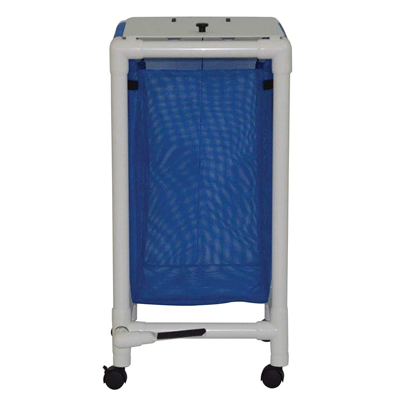 MJM International Echo Single hamper w/mesh bag (14.46 gal cap) with foot pedal 2" twin casters, enclosed mesh bag