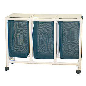 MJM International Echo Triple hamper w/mesh bag (14.46 gal cap per bag)3"twin casters w/ footpedal