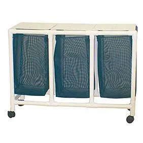 MJM International Echo Triple hamper w/mesh bag (14.46 gal cap per bag)3"twin casters w/ footpedal 