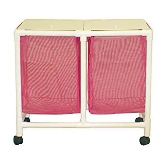 MJM International Echo Double hamper w/mesh bag (25.71 gal cap per bag) 2" twin casters, enclosed mesh bag