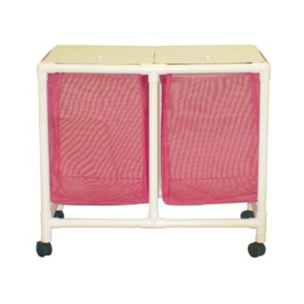 MJM International Echo Double hamper w/mesh bag (25.71 gal cap per bag) 3" twin casters, enclosed mesh bag w/ footpedal