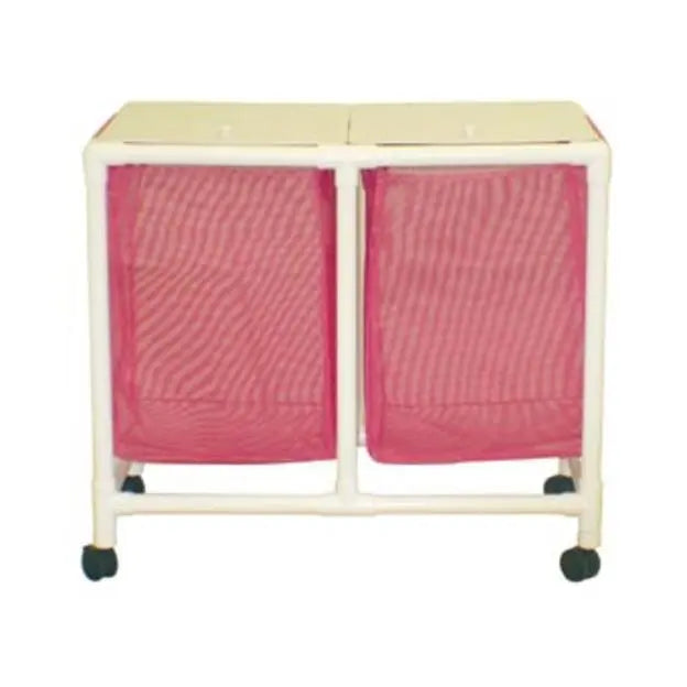 MJM International Echo Double hamper w/mesh bag (25.71 gal cap per bag) 3" twin casters, enclosed mesh bag w/ footpedal 