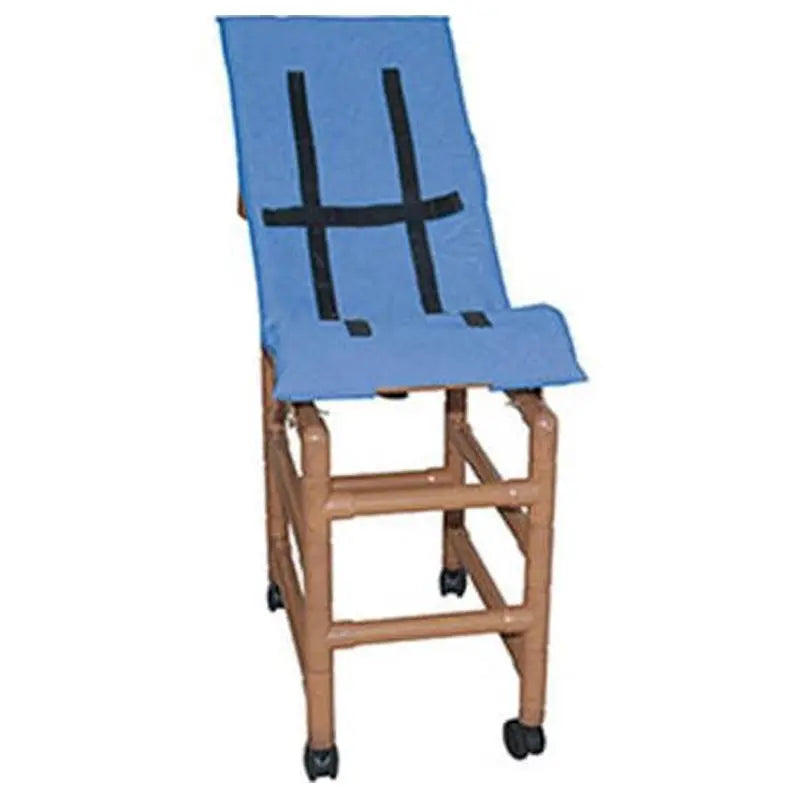 MJM International Woodtone reclining bath/ shower chair (MEDIUM) w/base & casters w/ head bolster, 130 lbs wt cap 