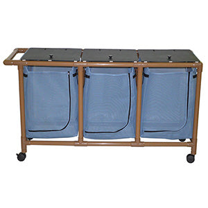 MJM International Woodtone Series  WoodTone Series - Woodtone triple hamper w/mesh ba