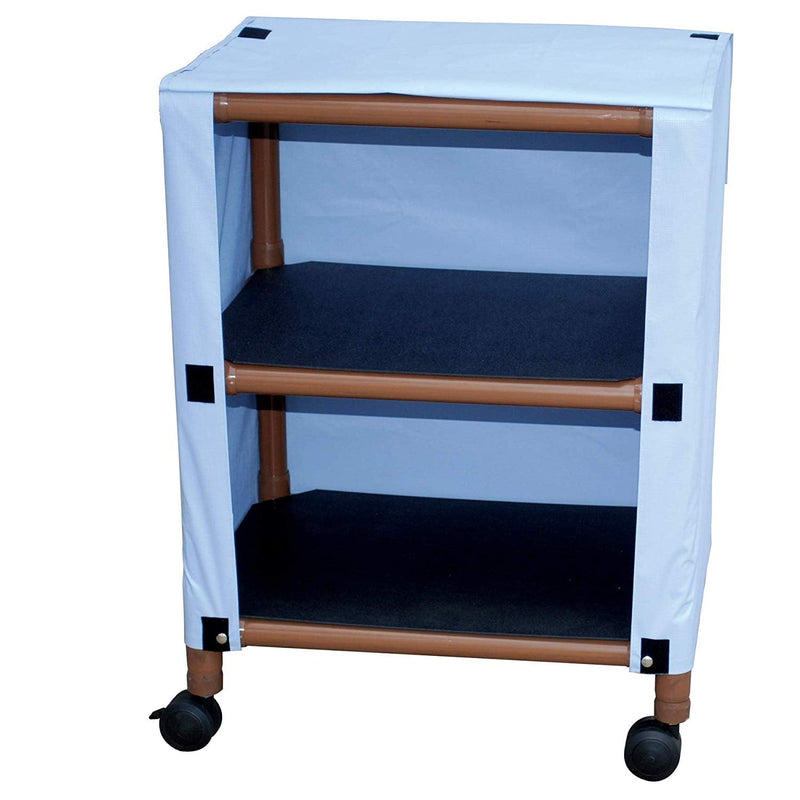 MJM International Woodtone Echo 2-shelf mini-linen cart w/mesh or solid vinyl cover, shelf size 20" x 25", 50bs per shelf