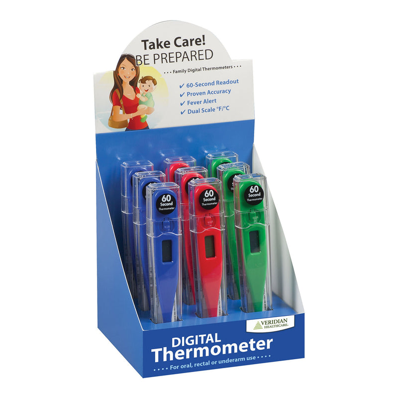 Digital Thermometer Display Kit Veridian Oral / Rectal / Axillary Probe Handheld (Case of 216)