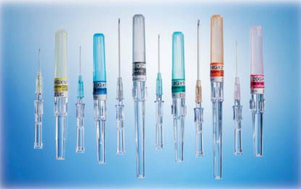 Peripheral IV Catheter Safelet 22 Gauge 1-1/4 Inch ETFE Straight Hub Non Blood Control Non-Safety
