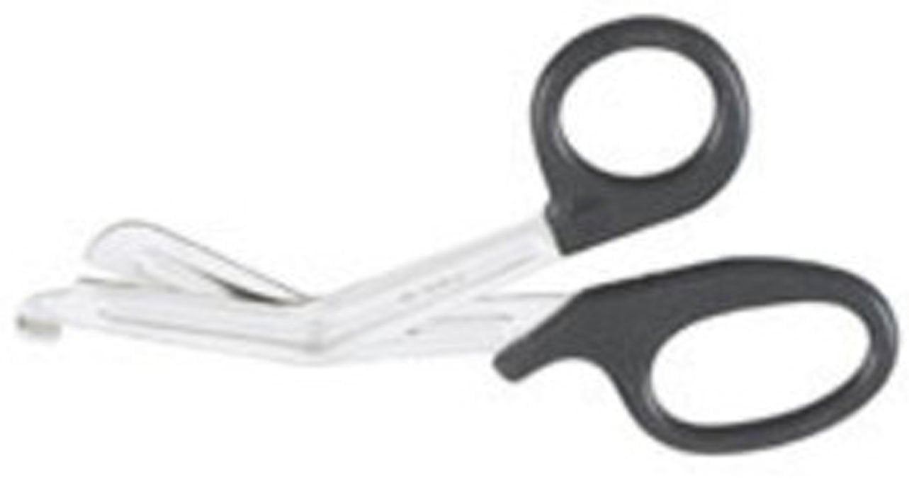 Bandage and Utility Scissors Vantage Universal 7-1/2 Inch Length Floor / Office Grade Pakistani Stainless Steel / Plastic NonSterile Black Finger Ring Handle Angled Blunt Tip / Blunt Tip 