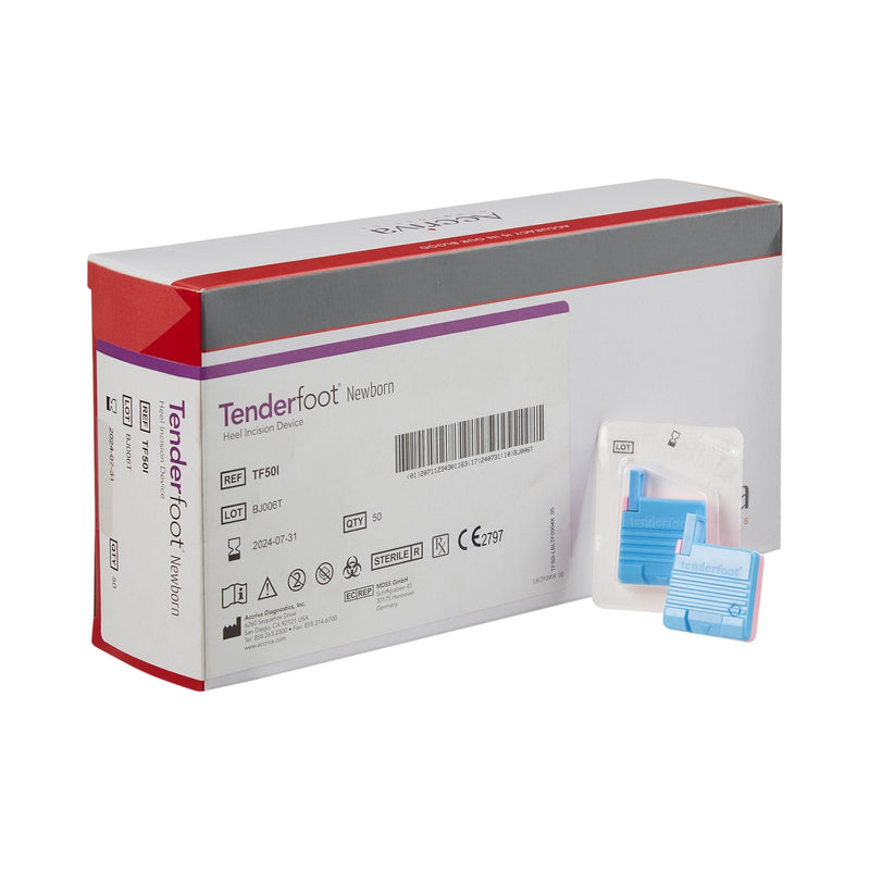 Pediatric Lancet Tenderfoot 2.5 mm Blade Retractable Push Button Activation Heel 