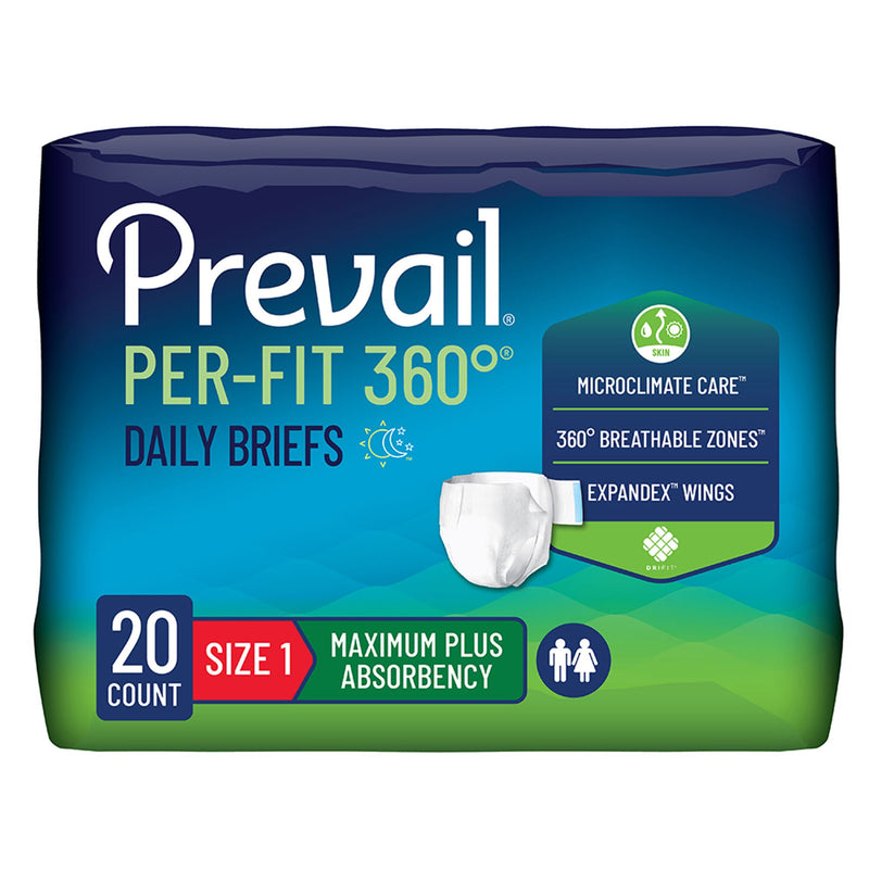 Prevail Per-Fit 360° Daily Briefs, Maximum Plus, Size 1 (Case of 80)