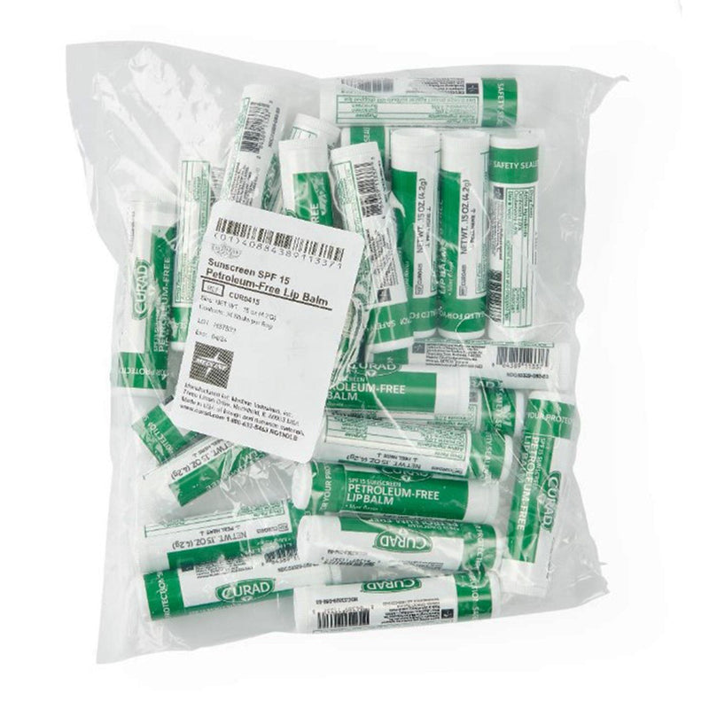 Medline Lip Balm with Sunscreen Curad 0.15 oz. Balm Tube Mint Flavor (CUR0415 / CS) 