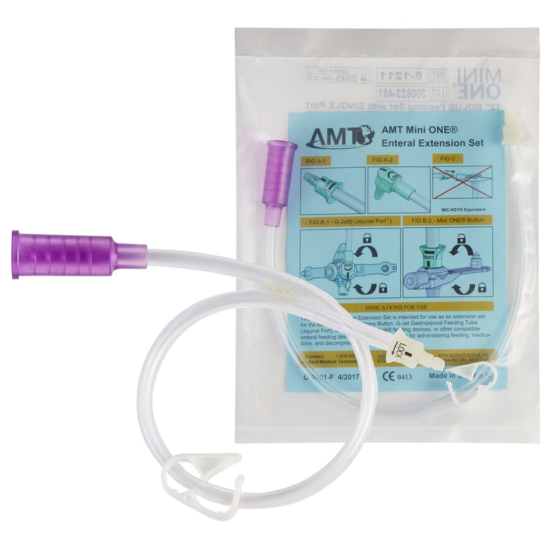 Straight Connector with Bolus Adapter Mini ONE 12 Inch, Purple For Balloon and Non-Balloon Button Mini ONE Enteral Feeding Extension Sets (Box of 10)