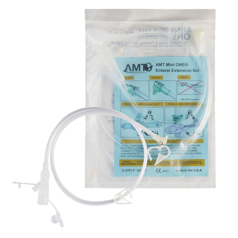 Right Angle Connector with Y-Port Adapter Mini ONE 24 Inch, Clear For Balloon and Non-Balloon Button Mini ONE Enteral Feeding Extension Sets (Box of 10)