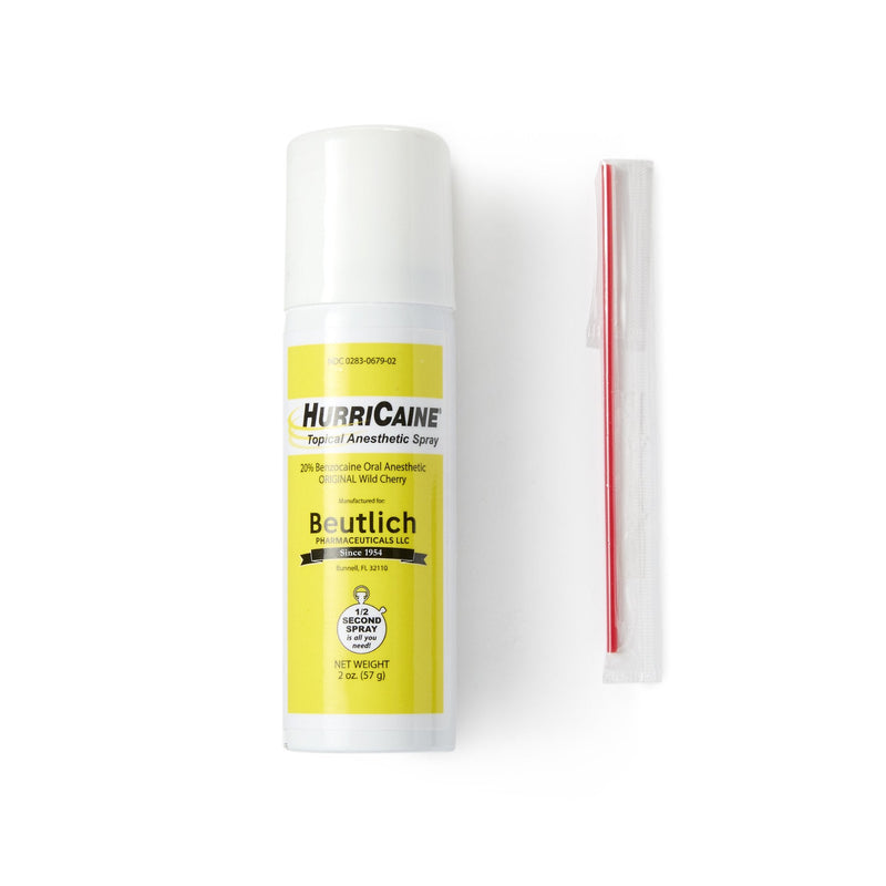 Beutlich Inc HurriCaine Benzocaine Oral Pain Relief, 2-ounce Spray Can 