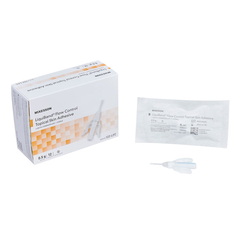 Skin Adhesive McKesson LiquiBand Flow Control 0.5 mL Liquid Precision Applicator Tip n-Butyl Cyanoacrylate (Case of 72)