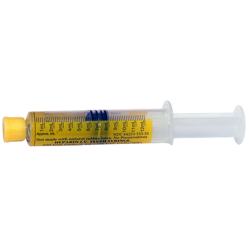 Heparin IV Flush Heparin Sodium, Porcine, Preservative Free 100 U / mL Solution 5 mL Fill in 12 mL Syringe 