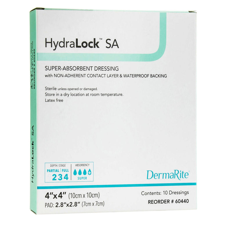 HydraLock Super Absorbent Dressing, 4 x 4 Inch (Box of 10)