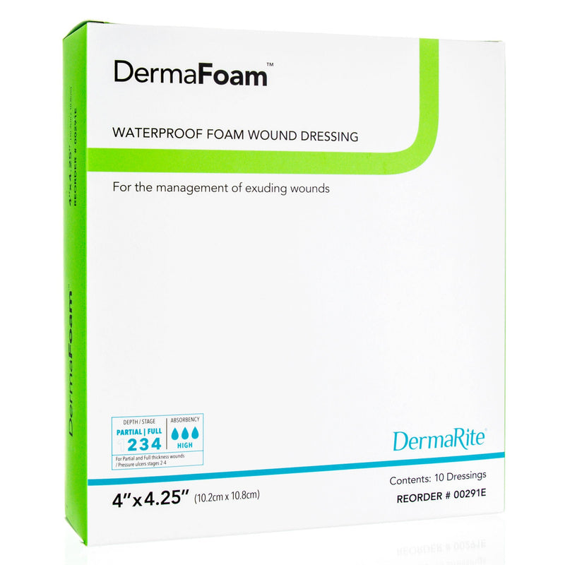 DermaFoam Nonadhesive without Border Foam Dressing, 4 x 4¼ Inch (10/BX) 