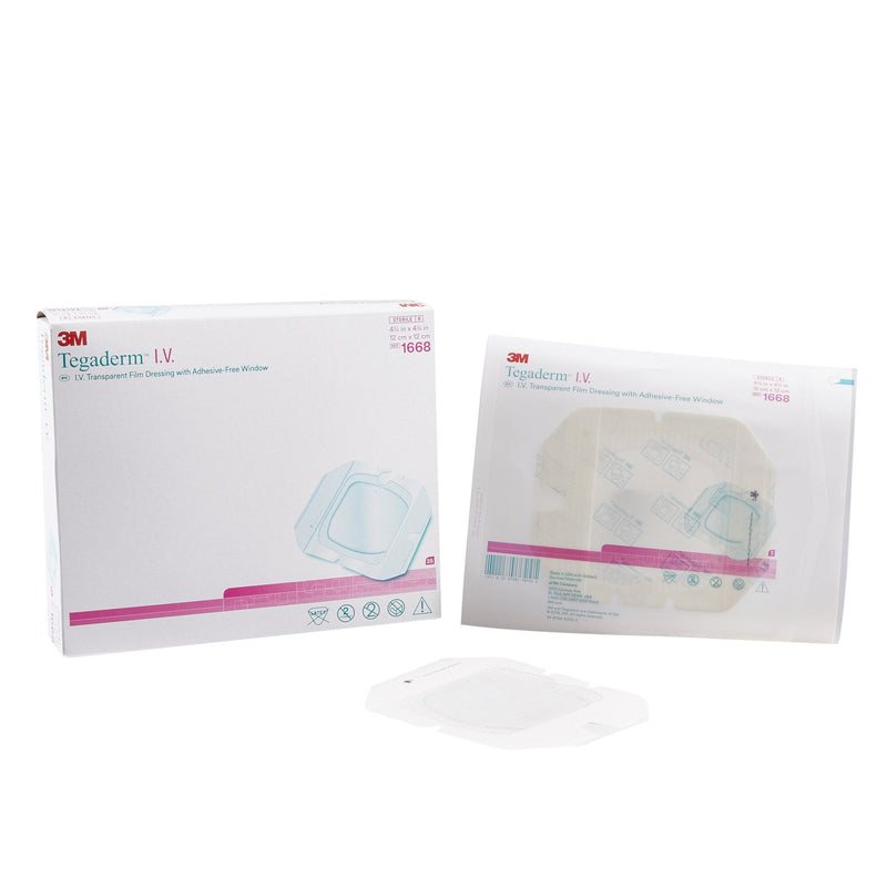 Solventum Corporation 3M Tegaderm I.V. Transparent Film Dressing with Adhesive-Free Window (4/CS) 