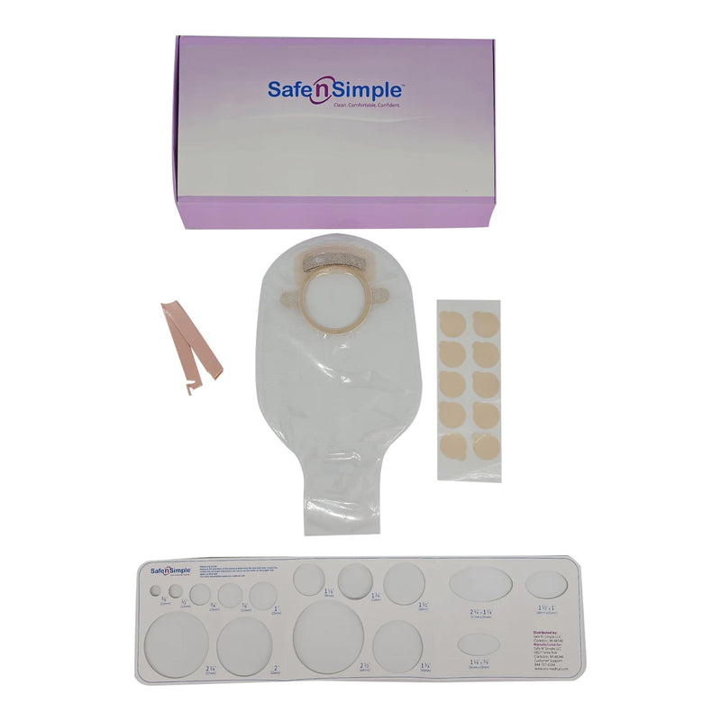 Ostomy Pouch Safe n Simple Two-Piece System 12 Inch Length Without Barrier Drainable (Case of 80)
