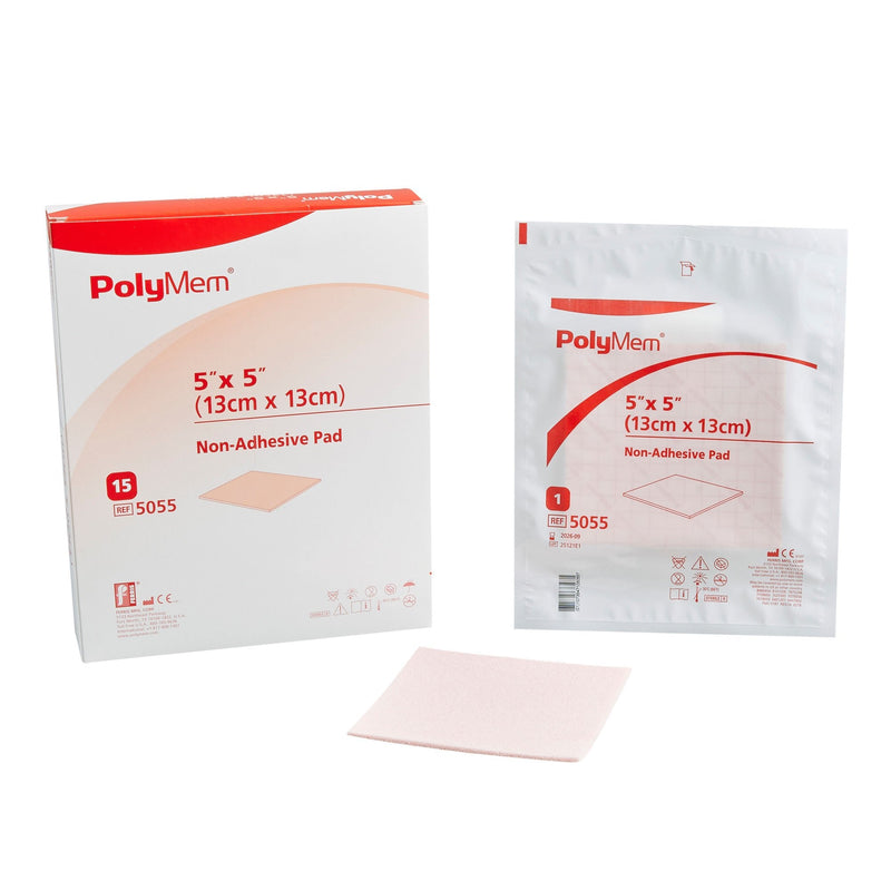 PolyMem Nonadhesive without Border Foam Dressing, 5 x 5 Inch (Case of 30) 