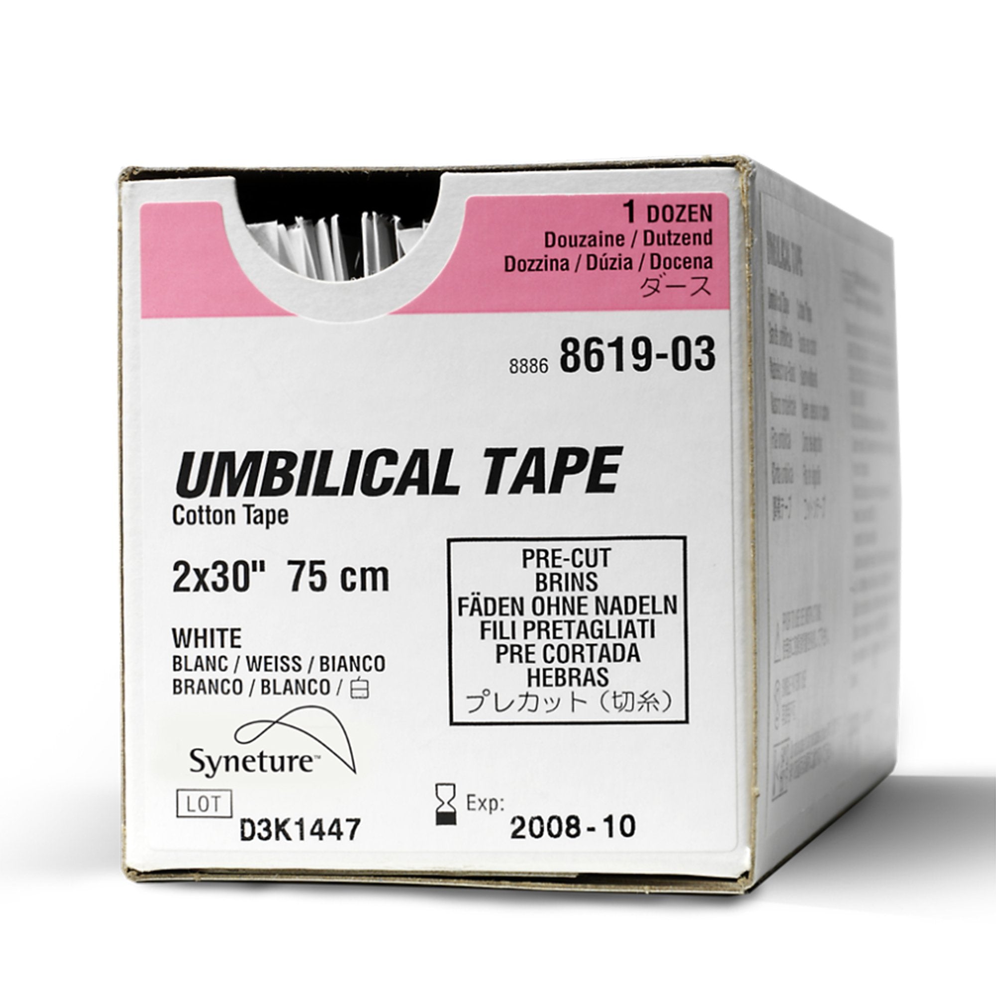 Umbilical Tape Medtronic MITG Tape White Cotton NonRadiopaque Sterile 1/16 X 30 Inch 