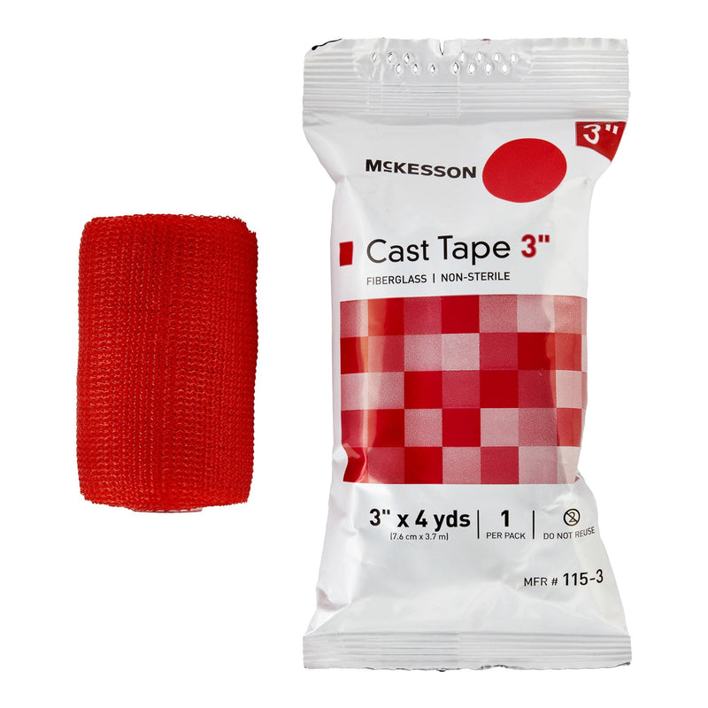 Cast Tape McKesson 3 Inch X 12 Foot Fiberglass Red 