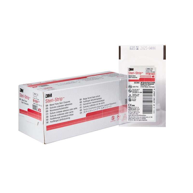 Solventum Corporation 3M Steri-Strip Blend Tone Skin Closures, Beige, 1/4 inch X 3 inch, nonwoven (200/CS) 