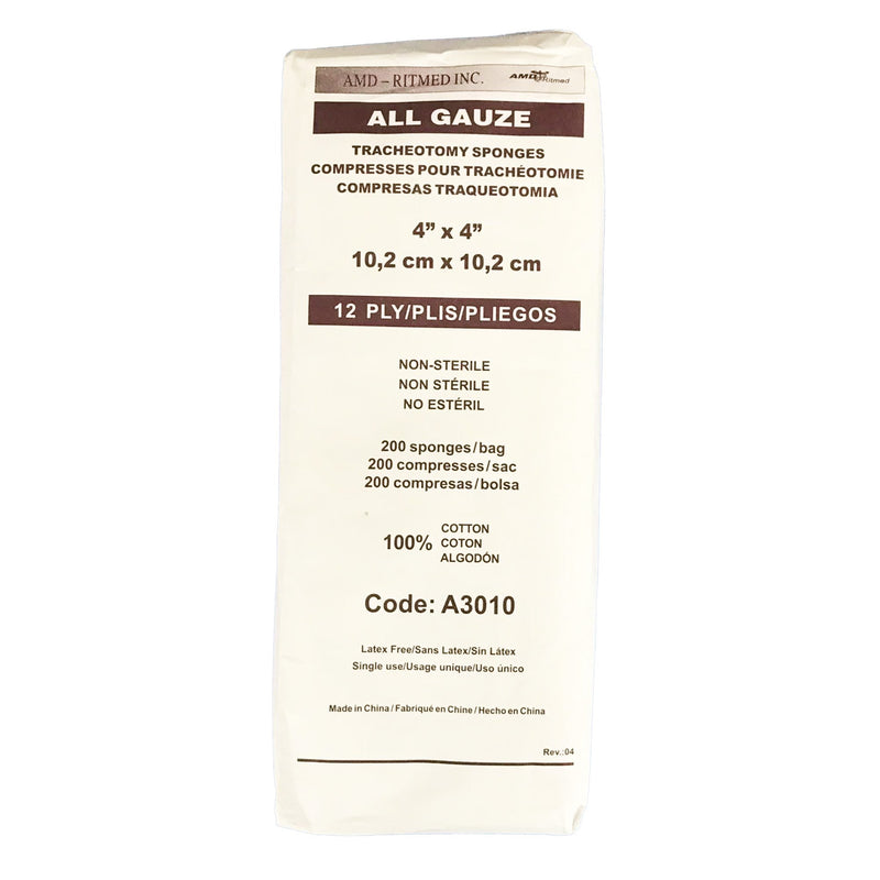AMD Ritmed AMD Ritmed Tracheostomy Dressing, 4 x 4 Inch, 12-Ply (2000/CS)