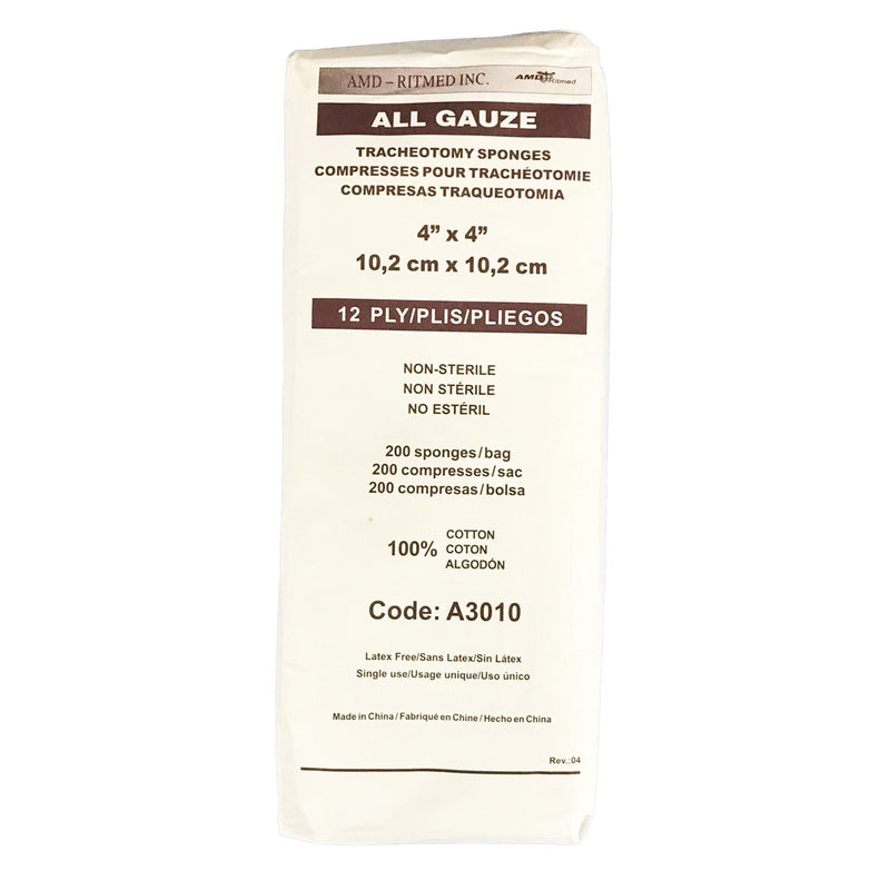 AMD Ritmed AMD Ritmed Tracheostomy Dressing, 4 x 4 Inch, 12-Ply (2000/CS) 