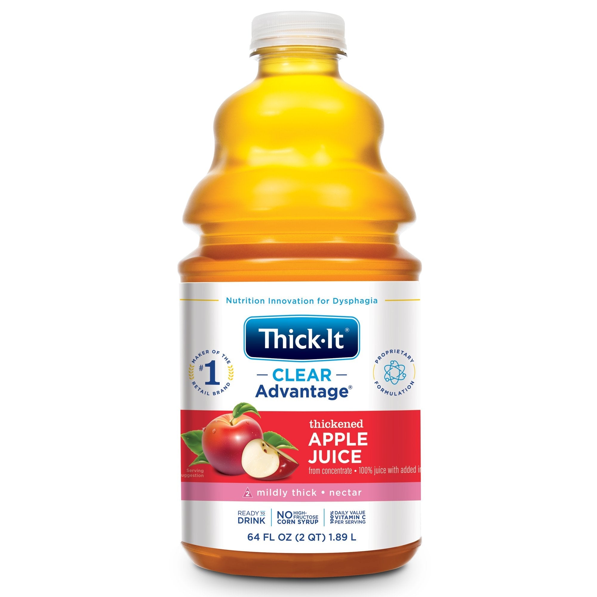 Thickened Beverage Thick-It Clear Advantage 64 oz. Bottle Apple Flavor Liquid IDDSI Level 2 Mildly Thick 