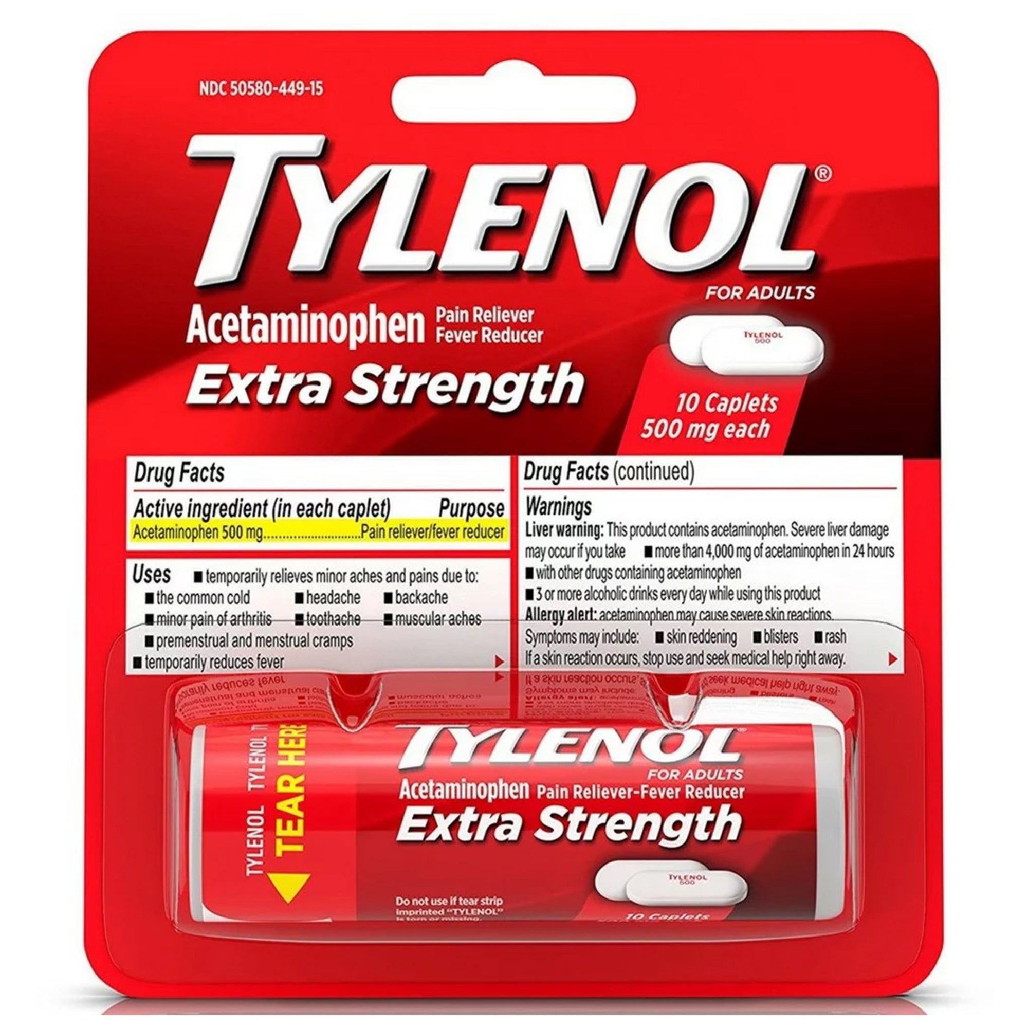 Kenvue Brands LLC Tylenol Extra Strength Acetaminophen Pain Relief (144/CS) 