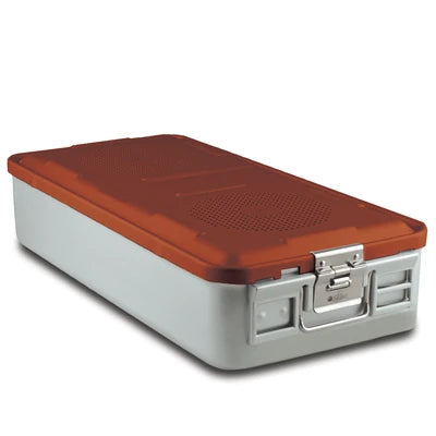 SklarLite Sterilization Container - Full-Size, Standard Lid, Perforated Bottom, 23" x 11" x 5", Red - 10-4064