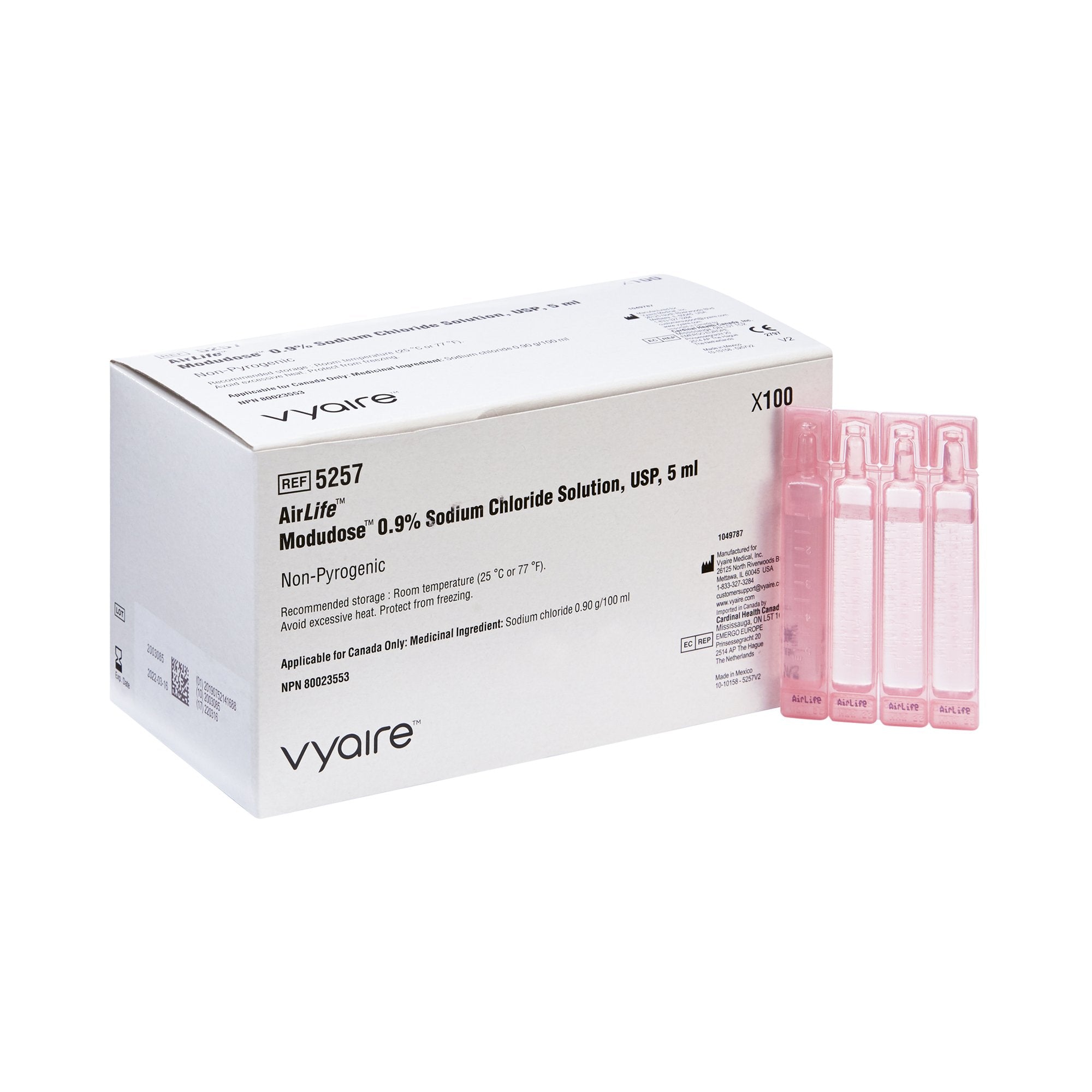 SALINE 5ML 100/BX 10BX/CS