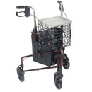 drive Deluxe 3 Wheel Rollator, Red (Each)