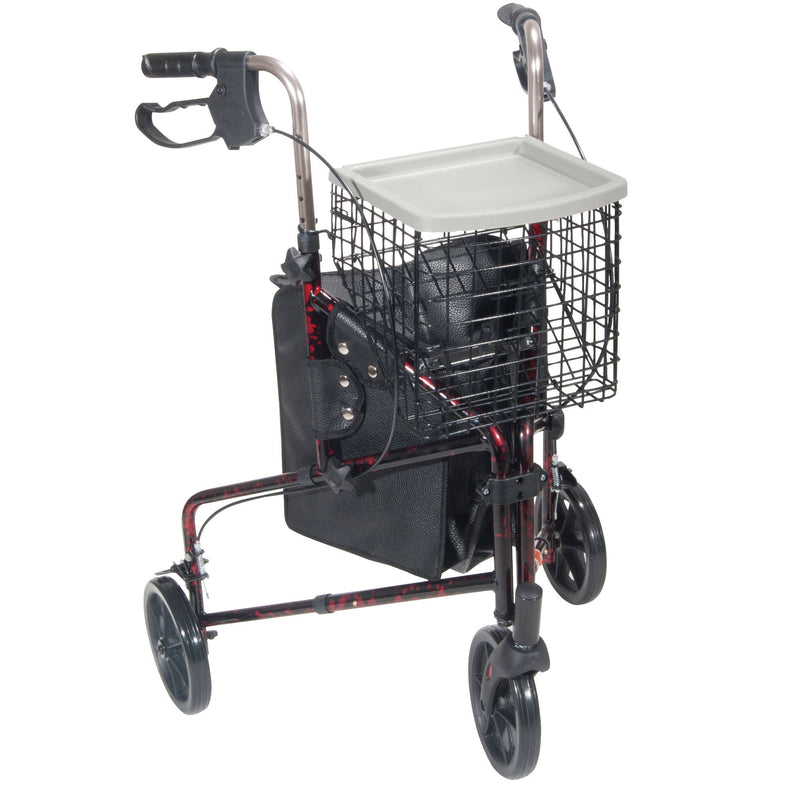 drive Deluxe 3 Wheel Rollator, Red (Each)