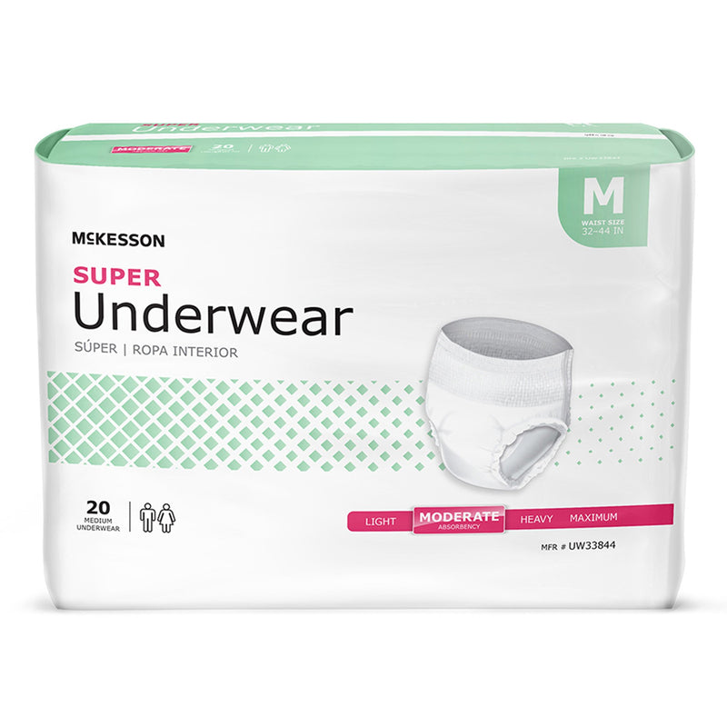 McKesson Super Moderate Absorbency Incontinence Underwear, Medium (Case of 80)