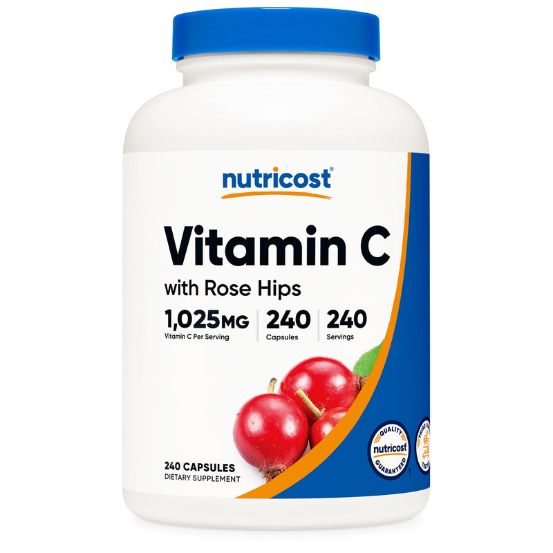 Dietary Supplement nutricost Vitamin C with Rose Hips Vitamin C / Rose Hips 1,000 mg - 25 mg Strength Capsule 240 Per Bottle (12/CS)