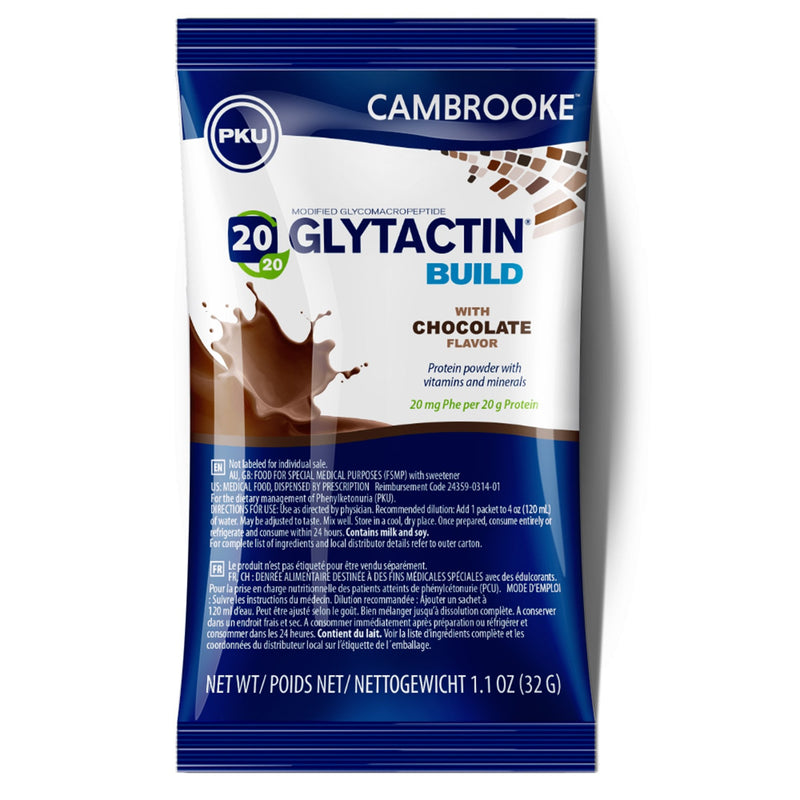 Cambrooke Therapeutics Glytactin Build 20/20 GMP for the Dietary Management of PKU, Chocolate (30/CS) 
