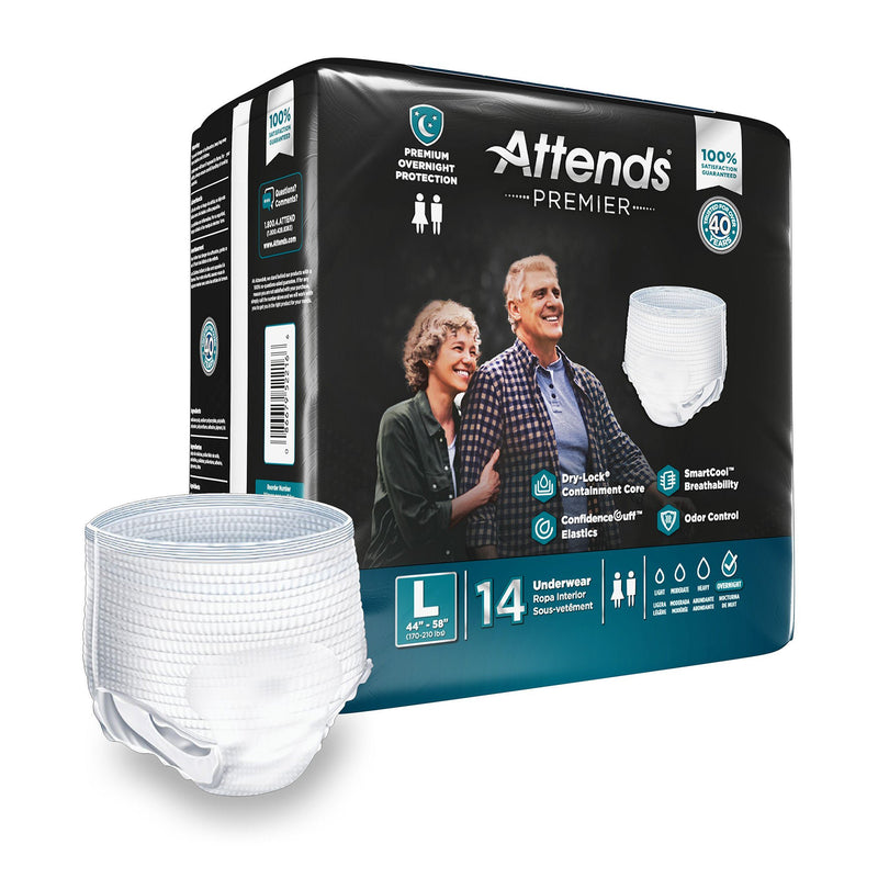 Attends Premier Underwear, Heavy Absorbency, Large, 44 to 58 Inch Waist/Hip (Case of 56)