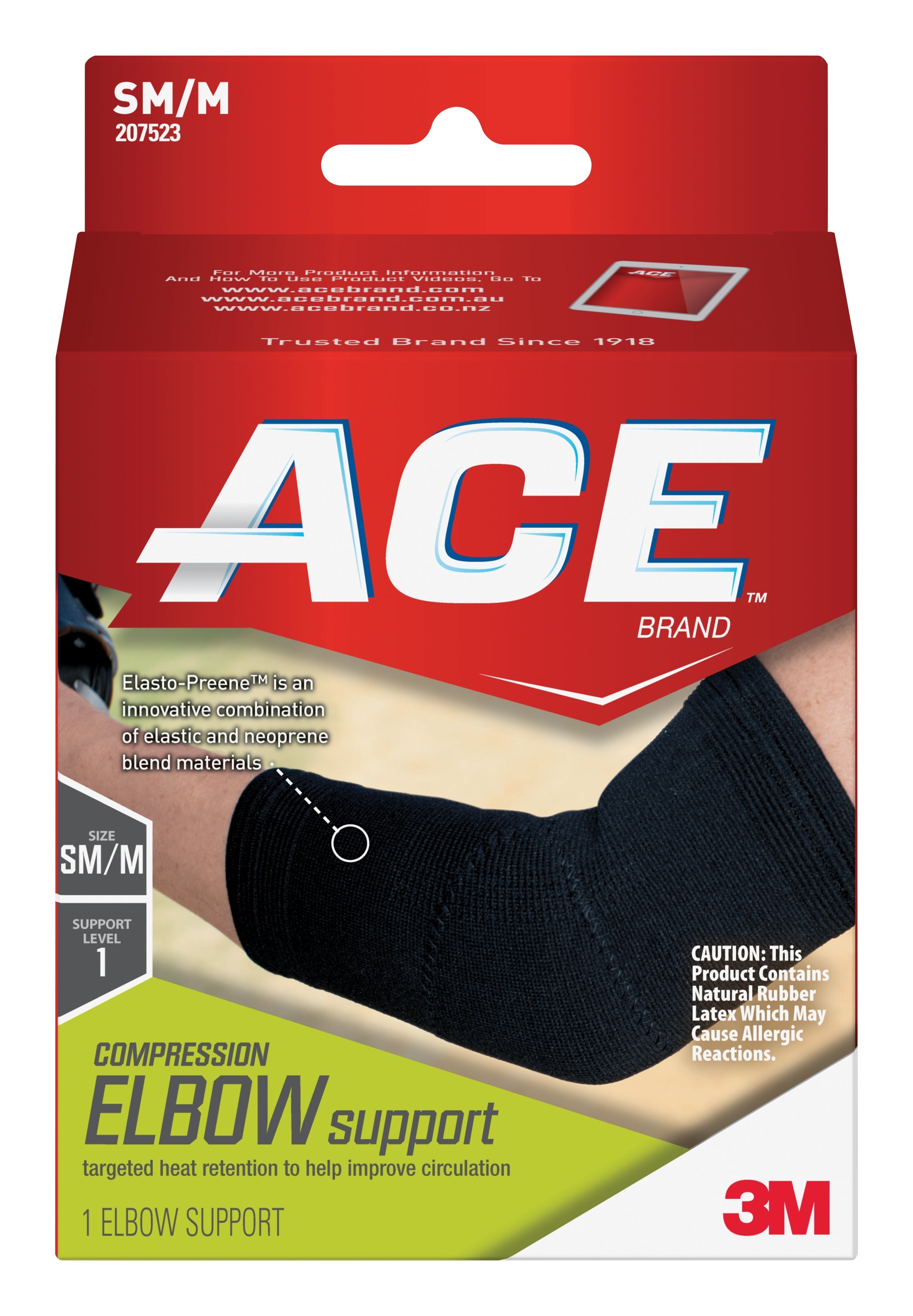 3M Company 3M Ace Elbow Support, Left or Right Elbow, Small/Medium, Black (12/BX) 